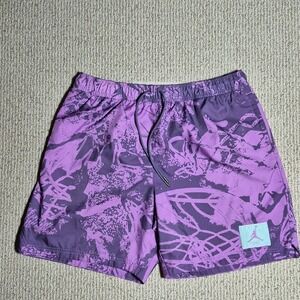 Jordan Flight Mens XXL Purple Abstract Basketball Net Swim Trunks Board Shorts